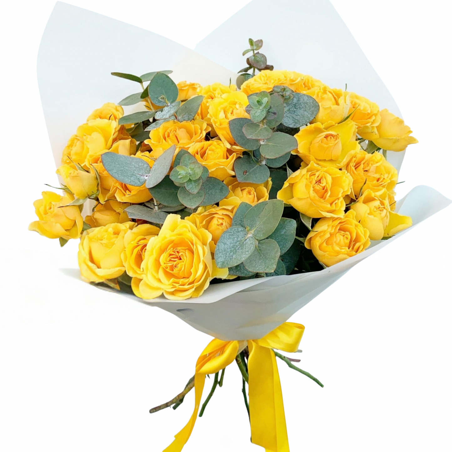 Ramo de 10 varas de mini rosas amarillas