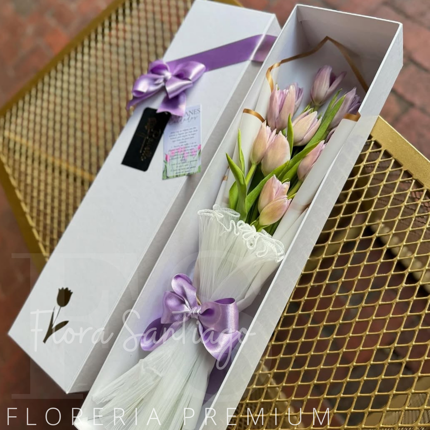Caja con 10 tulipanes (consultar color disponible)
