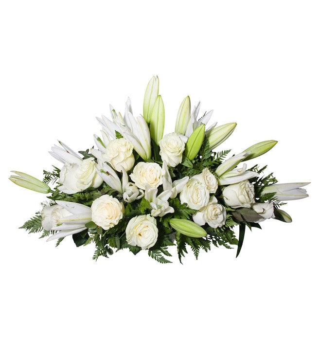 CUBRE URNA DE 12 ROSAS ROSAS Y LILIUM