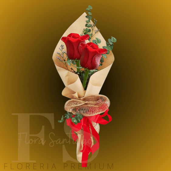 Ramo con 2 rosas envueltas para regalo