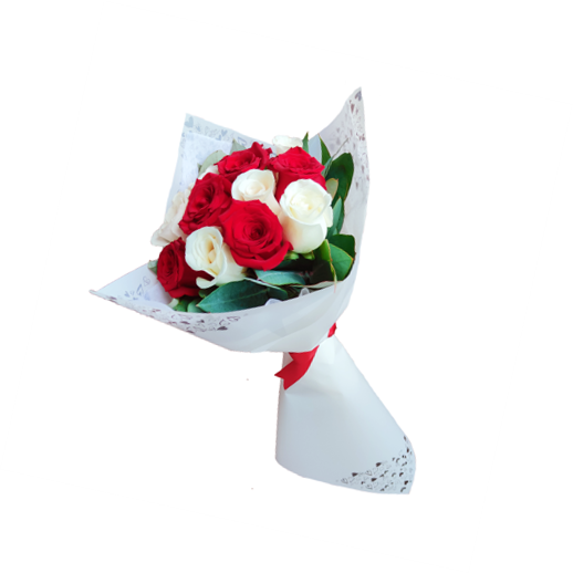 RAMO DE 10 ROSAS ROJO – BLANCO