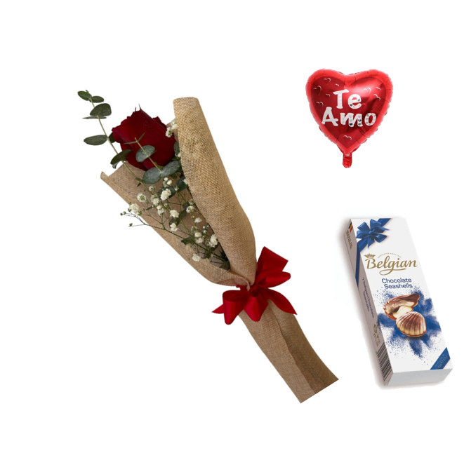 ROSA INDIVIDUAL BOMBONES Y GLOBITO