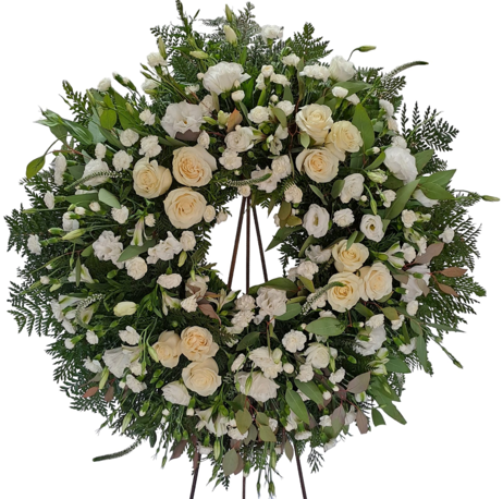 CORONA PREMIUN DE ROSAS Y LISIANTHUS