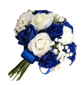 BOUQUED DE NOVIA DE 12 ROSAS BLANCO-AZUL
