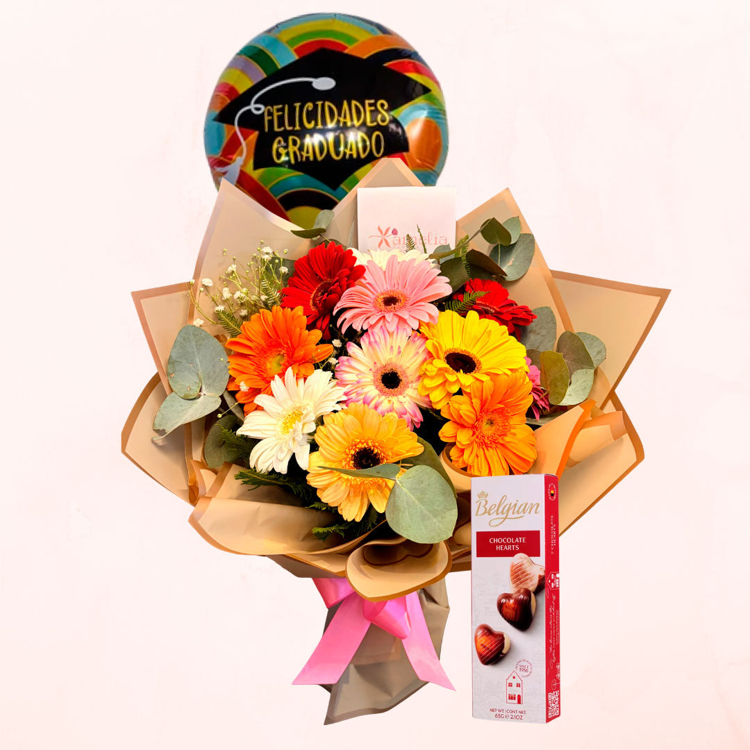 Ramo de Graduación de Gerberas Multicolor