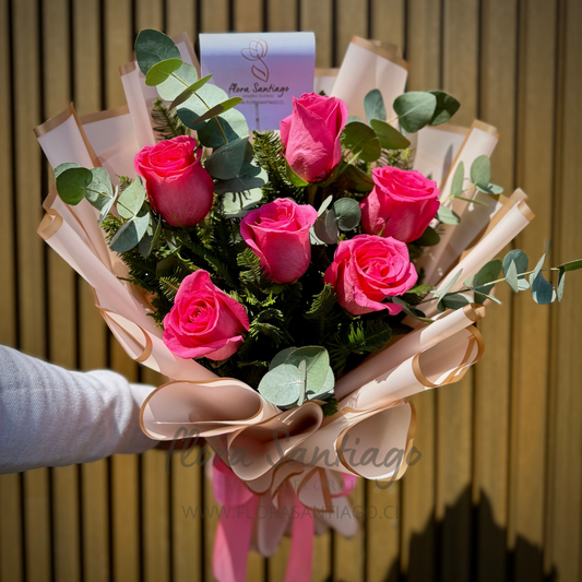 Ramo de 6 rosas rosadas