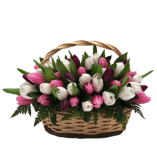 LUJOSO CANASTO DE 50 TULIPANES