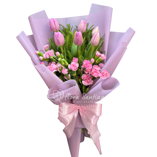Ramo de 6 tulipanes y mini clavel