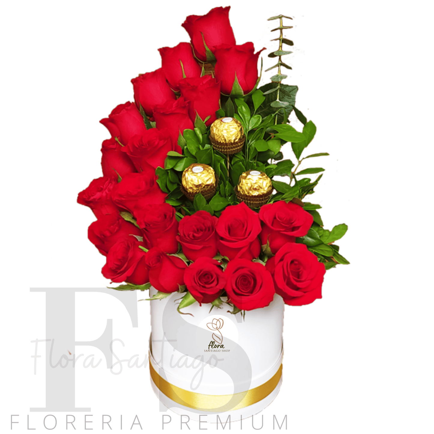 Arreglo en Box con 24 rosas rojas y tres bombones de chocolate perfecto para regalar en cualquier ocasión envía flores a domicilio