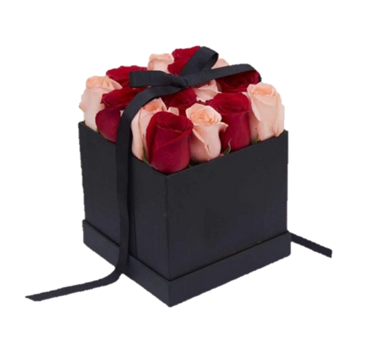 BOX 12 ROSAS MIX ROJO-ROSADO