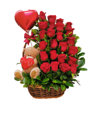 CANASTA SIEMPRE TUYO DE 20 ROSAS IMPORTADAS