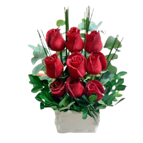 Base de 9 Rosas Rojas en Escala
