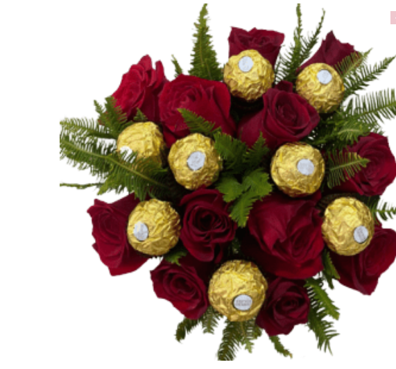 Ramo de 12 Rosas con 8 Bombones Ferrero Rocher