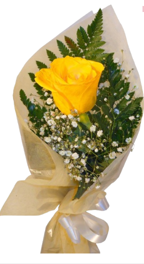 Rosa Individual Amarilla con Follaje