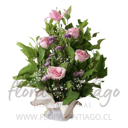 Arreglo de 5 rosas rosadas