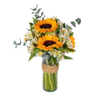 FLORERO GIRASOLES Y ASTROMELIAS