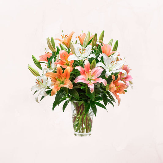 Florero de 20 Lilium Blancos y Naranja