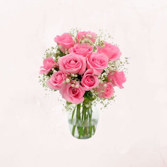 Florero de 10 Rosas Rosadas