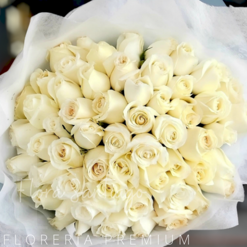 Ramo con 50 rosas blancas