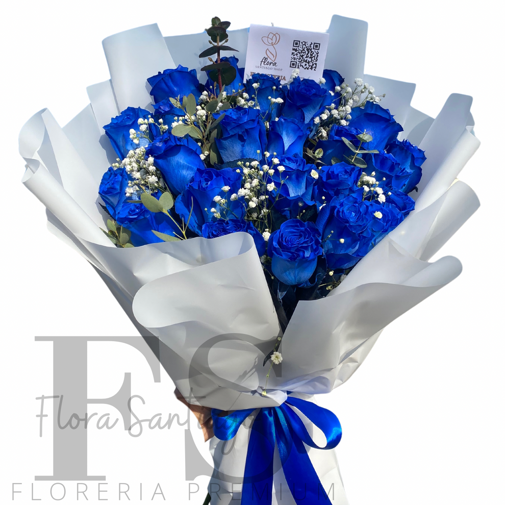 Ramo con 24 rosas azules – Flores a domicilio