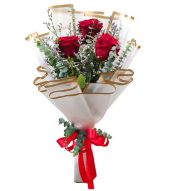 ELEGANTE RAMO DE 3 ROSAS ROJAS