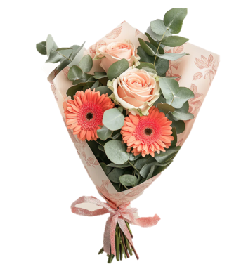 RAMO DE 2 ROSAS Y 2 GERBERAS