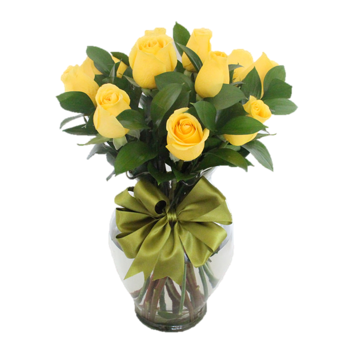 FLORERO DE 10 ROSAS AMARILLAS