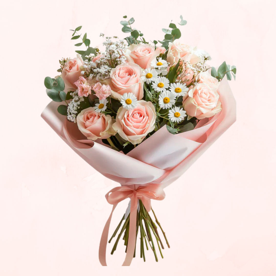 Ramo de 10 Rosas Rosadas pastel