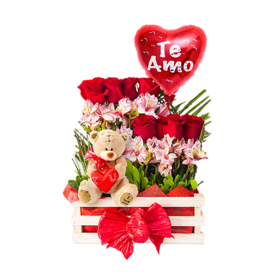 ARREGLO EN BASE DE MADERA LOVE PETALOS