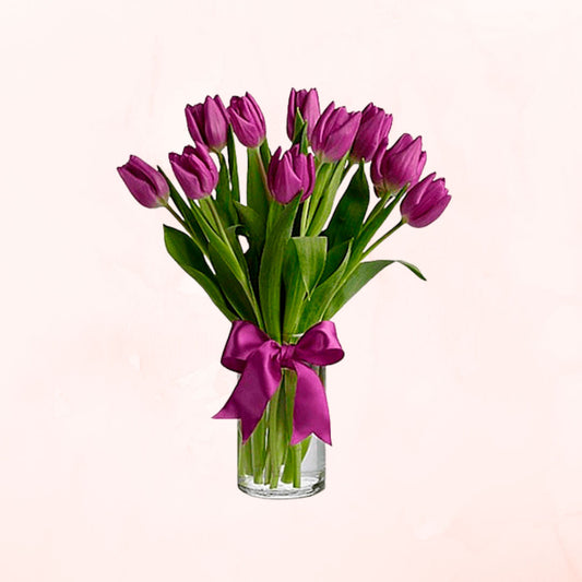 Florero de 10 Tulipanes Morados